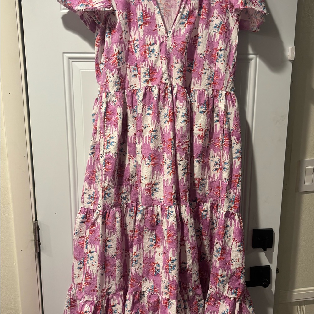 Oliphant Pink and White Maxi Dress
